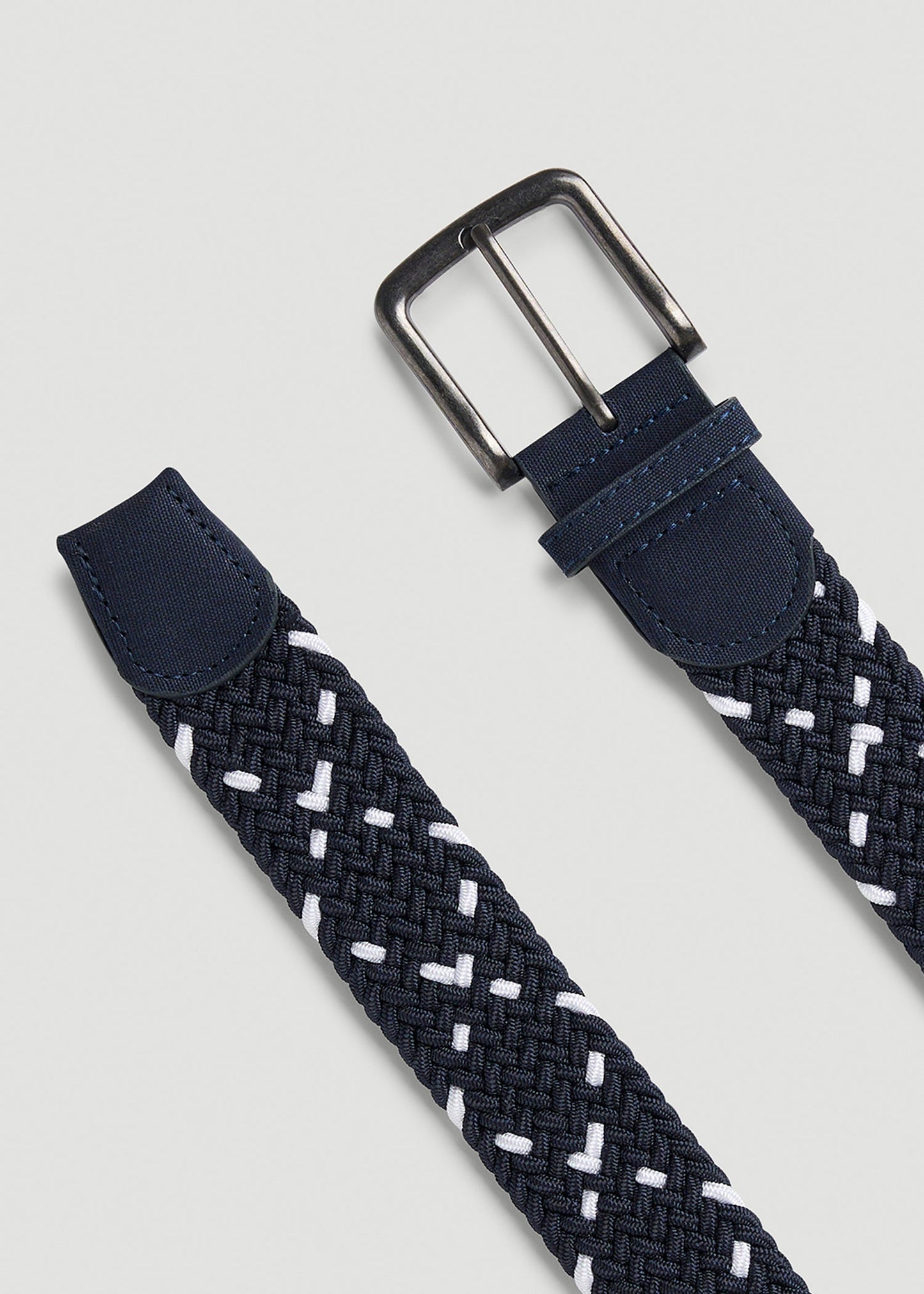 American Tall Men Stretch Woven Belt in Navy and White