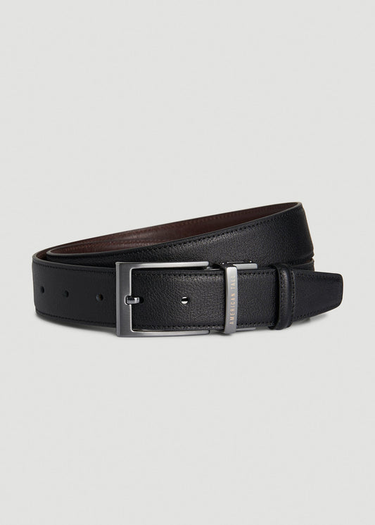 American Tall Men Reversible Leather Belt for Tall Men in Black/Brown