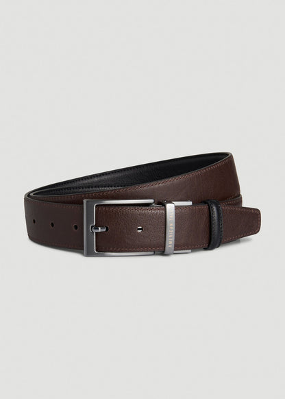 American Tall Men Reversible Leather Belt for Tall Men in Black/Brown