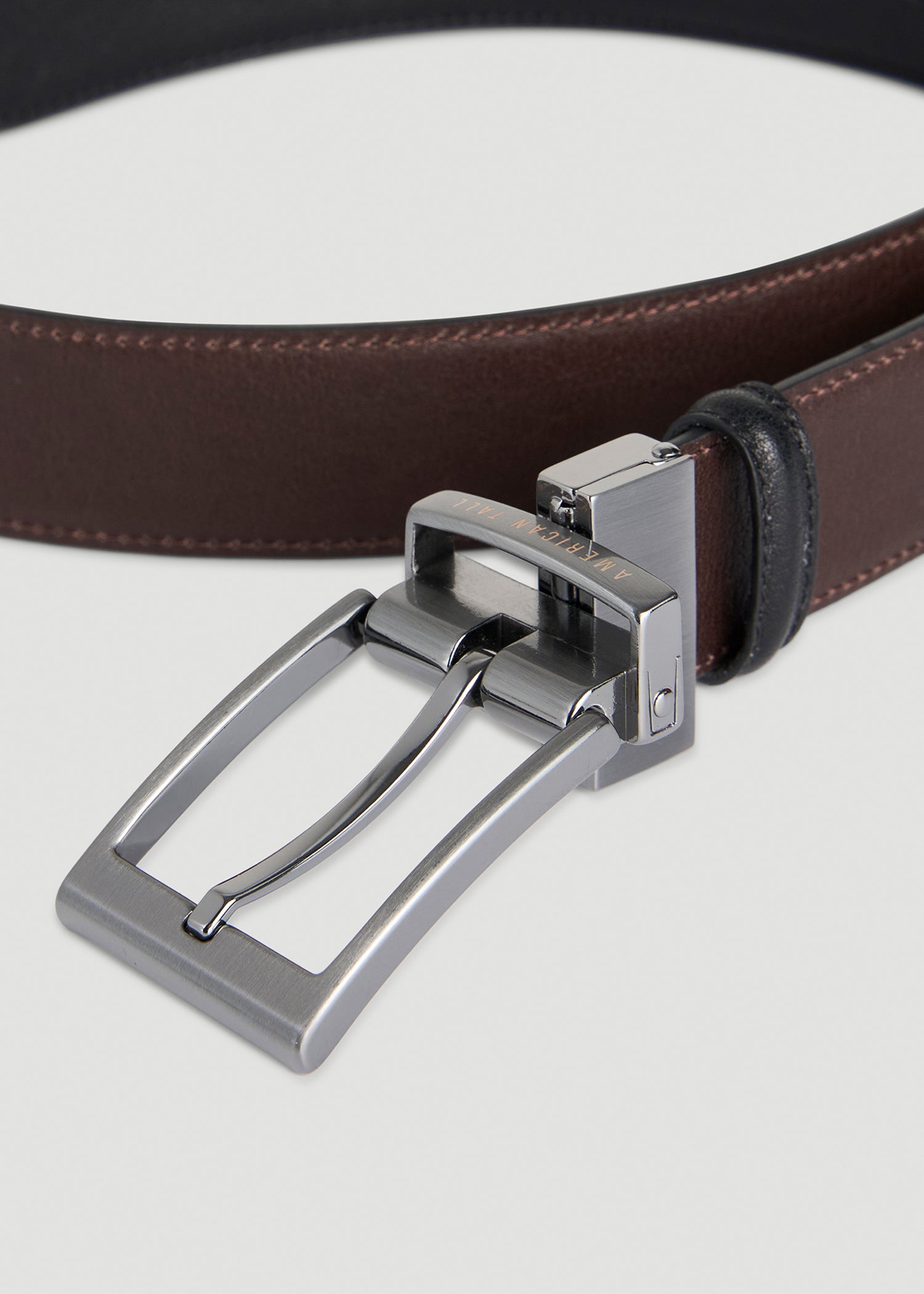 American Tall Men Reversible Leather Belt for Tall Men in Black/Brown