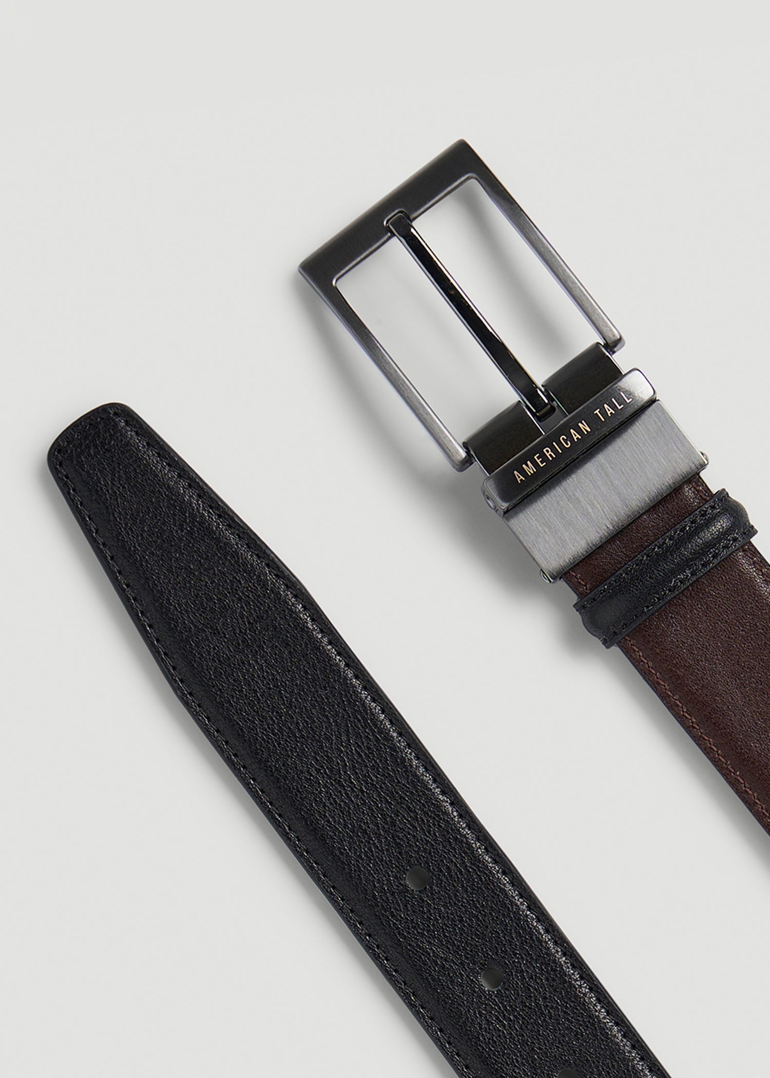 American Tall Men Reversible Leather Belt for Tall Men in Black/Brown