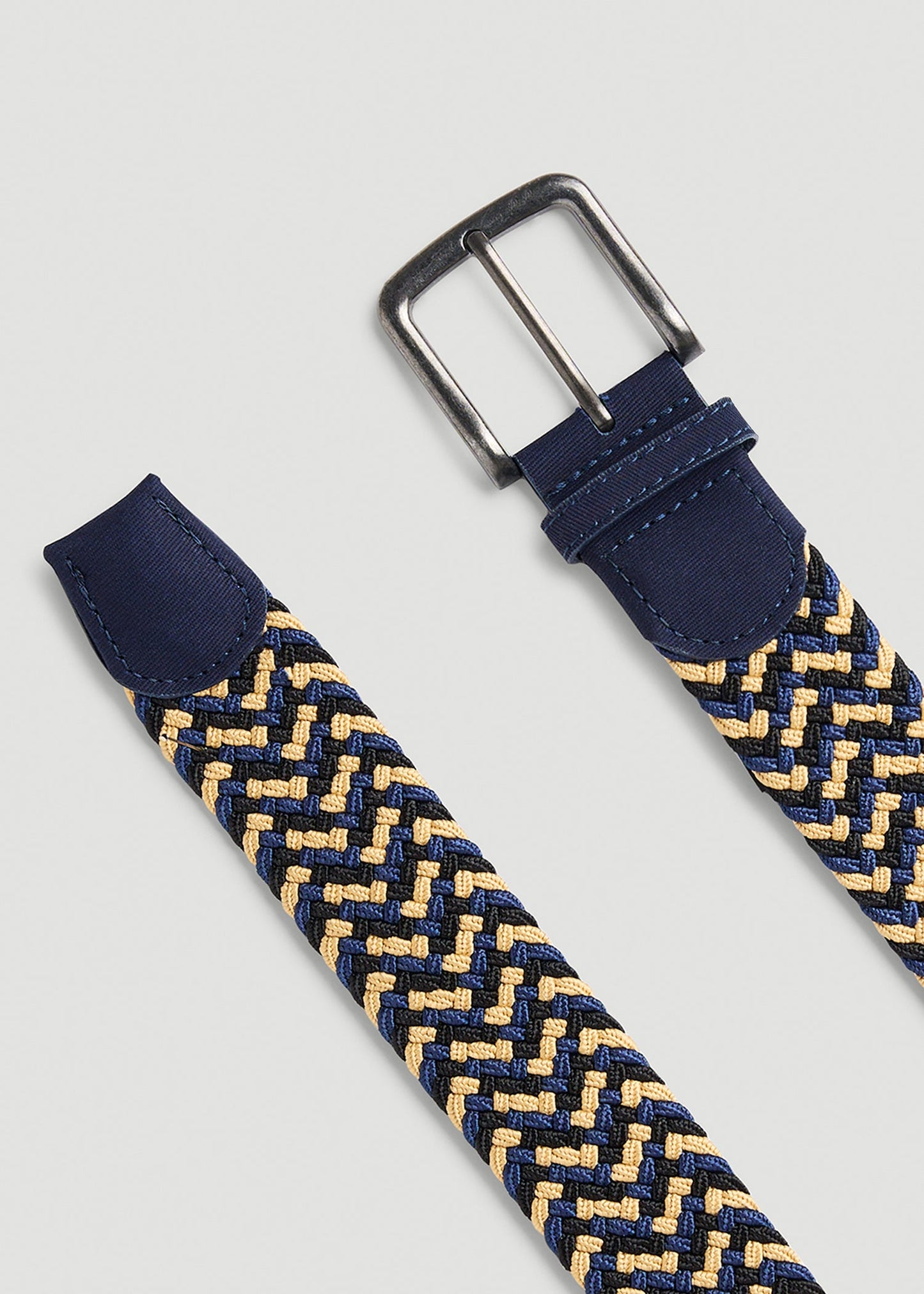 American Tall Men Stretch Woven Belt in Navy and Taupe