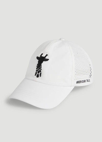 American Tall Men Lightweight Perforated Hat in White with Black Logo