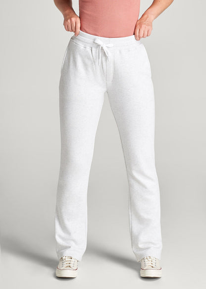 American Tall Women Wearever Fleece Open-Bottom Sweatpants for Tall Women in Heather Cloud White