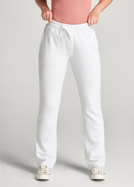 American Tall Women Wearever Fleece Open-Bottom Sweatpants for Tall Women in Heather Cloud White