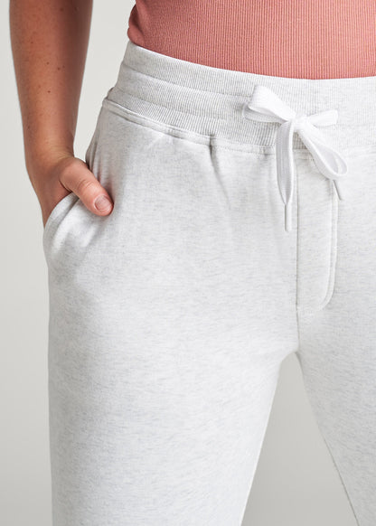 American Tall Women Wearever Fleece Open-Bottom Sweatpants for Tall Women in Heather Cloud White