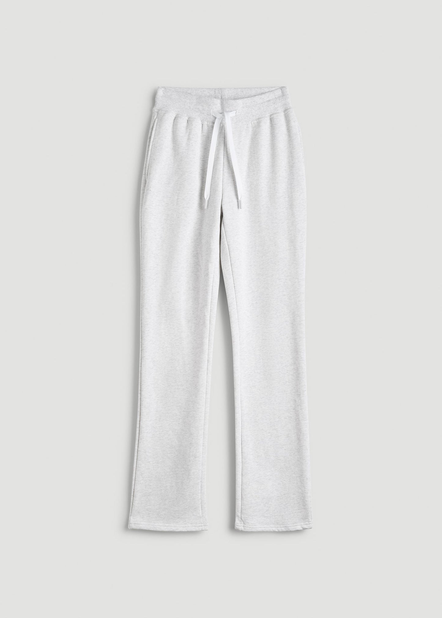 American Tall Women Wearever Fleece Open-Bottom Sweatpants for Tall Women in Heather Cloud White