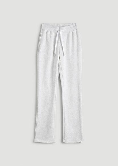 American Tall Women Wearever Fleece Open-Bottom Sweatpants for Tall Women in Heather Cloud White