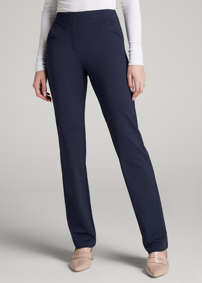 American Tall Women Freedom Flex Slim Straight Leg Dress Pants for Tall Women in Navy