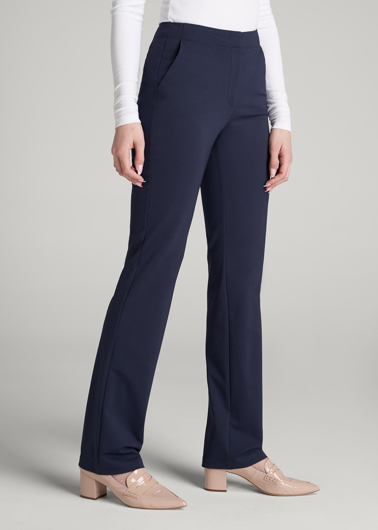 American Tall Women Freedom Flex Slim Straight Leg Dress Pants for Tall Women in Navy