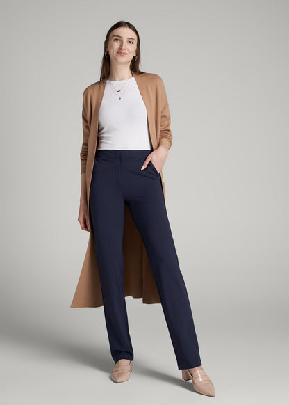 American Tall Women Freedom Flex Slim Straight Leg Dress Pants for Tall Women in Navy