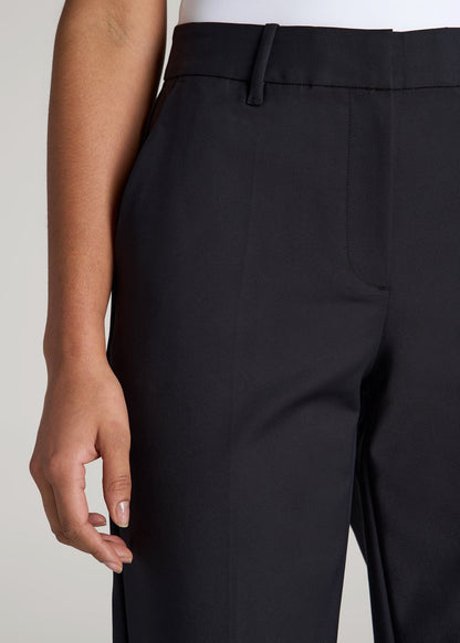 American Tall Women Flat Front Tapered Dress Pants for Tall Women in Black
