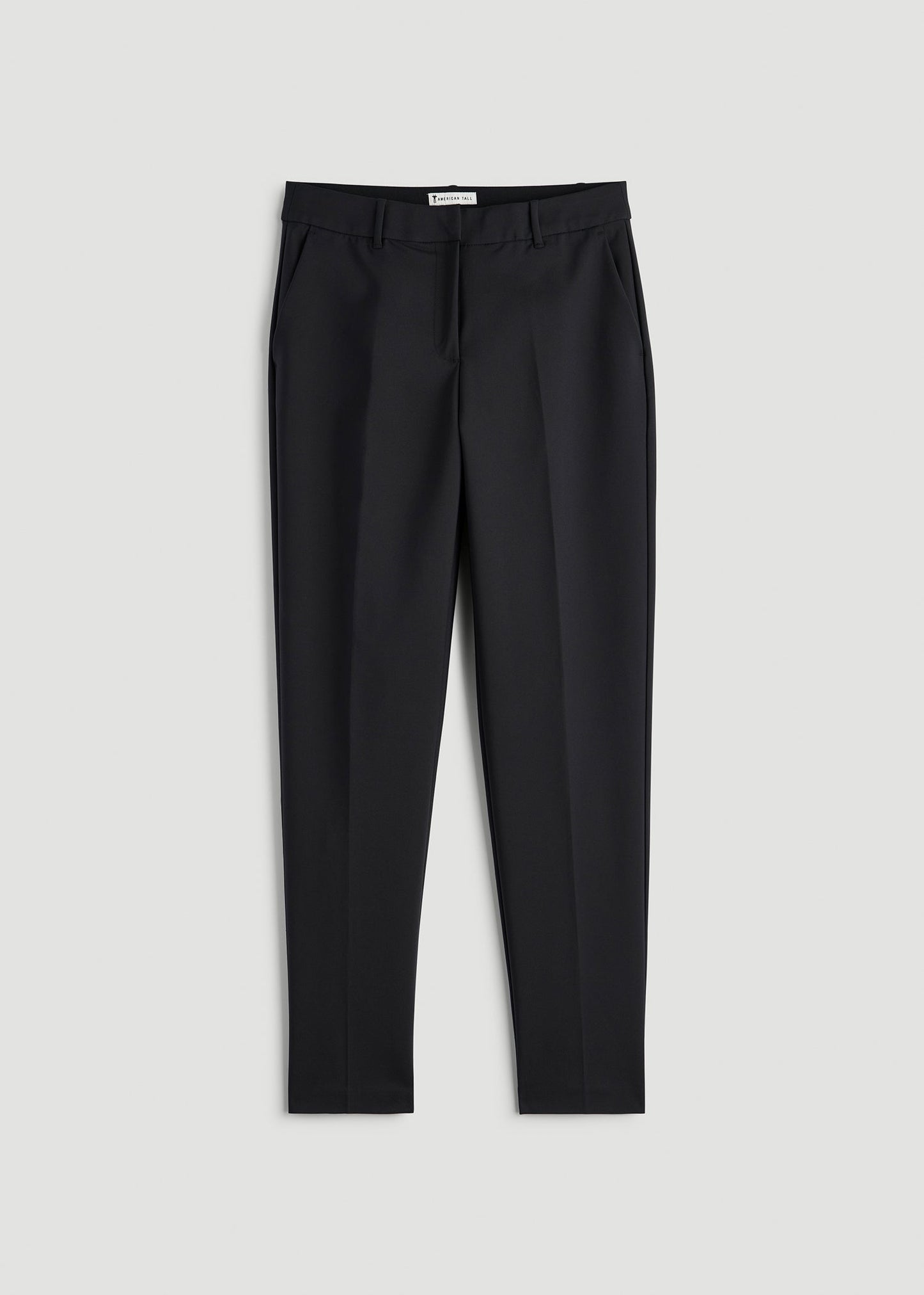 American Tall Women Flat Front Tapered Dress Pants for Tall Women in Black