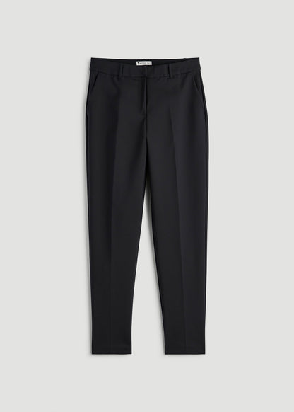 American Tall Women Flat Front Tapered Dress Pants for Tall Women in Black