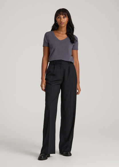 American Tall Women Scoop V-Neck Tee for Tall Women in Charcoal