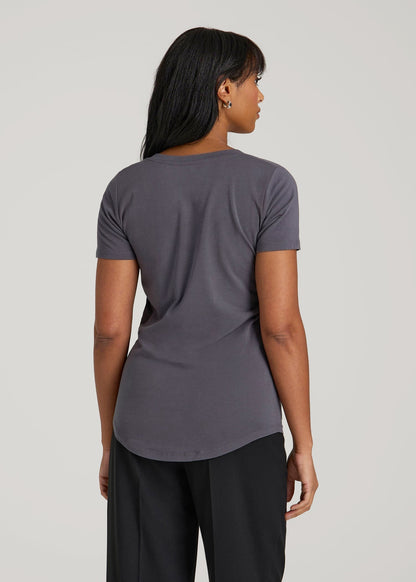 American Tall Women Scoop V-Neck Tee for Tall Women in Charcoal