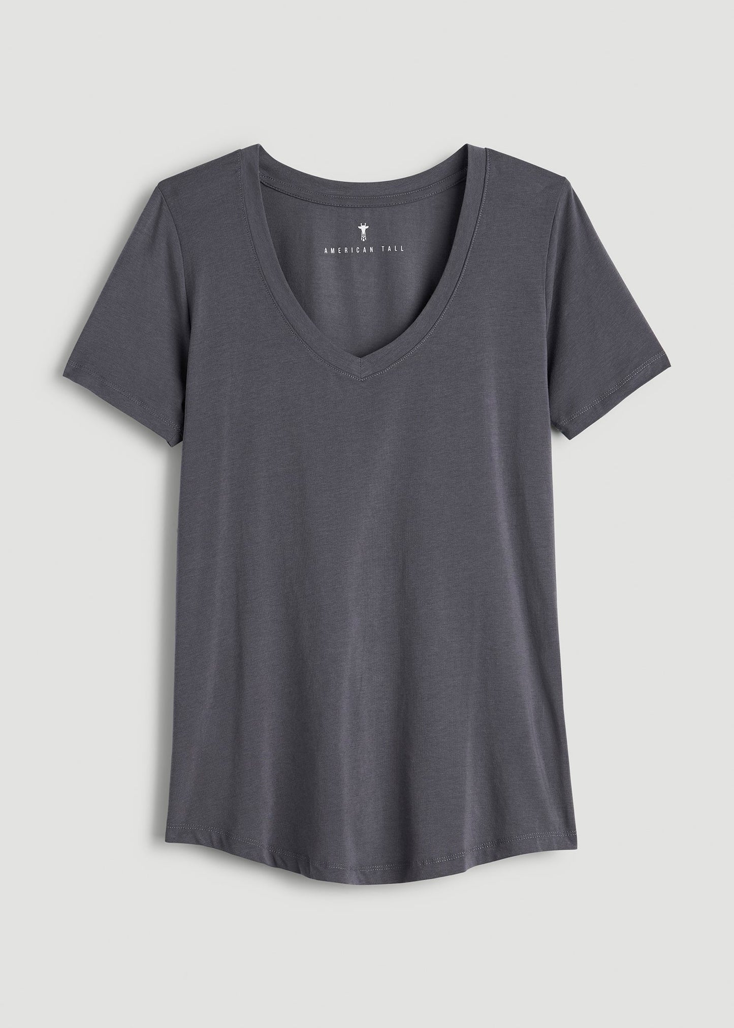 American Tall Women Scoop V-Neck Tee for Tall Women in Charcoal