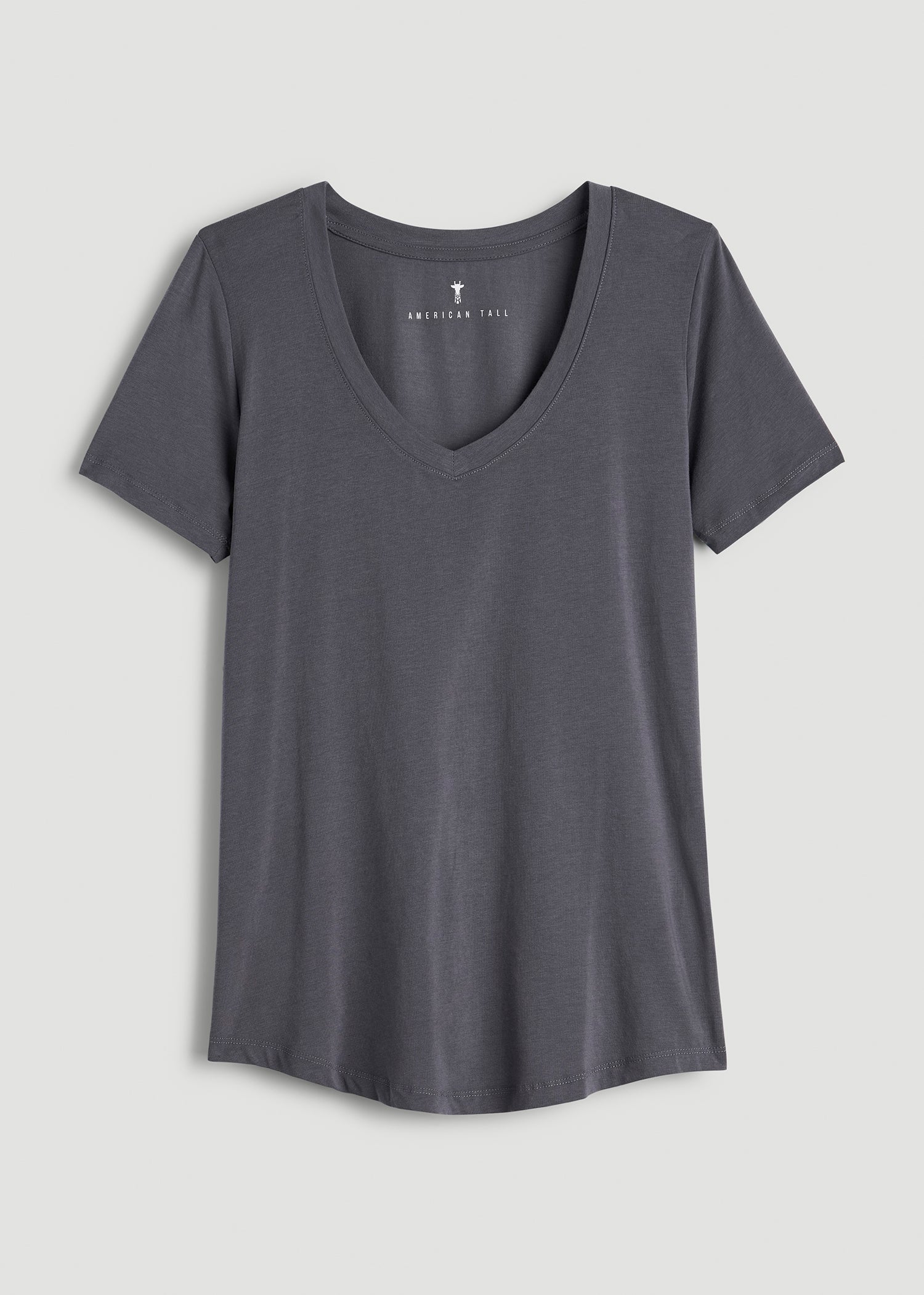 American Tall Women Scoop V-Neck Tee for Tall Women in Charcoal