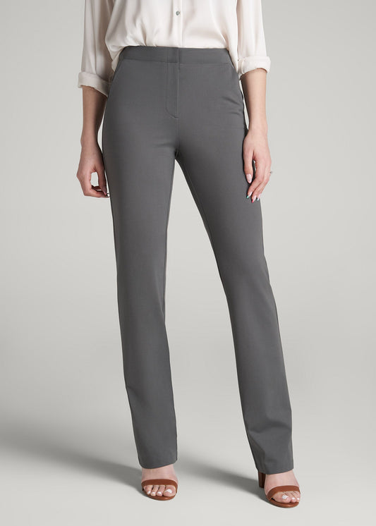 American Tall Women Freedom Flex Slim Straight Leg Dress Pants for Tall Women in Slate