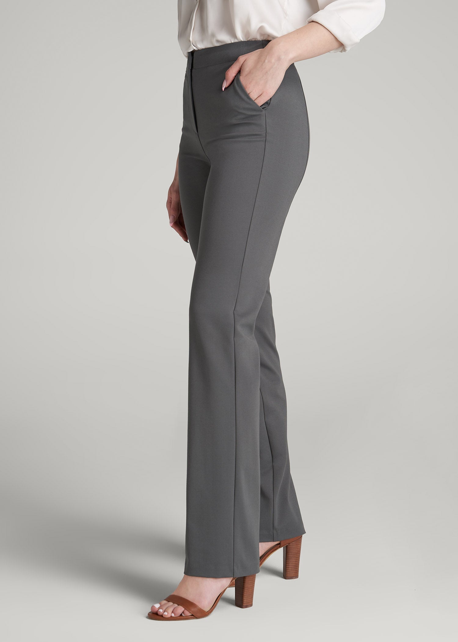 American Tall Women Freedom Flex Slim Straight Leg Dress Pants for Tall Women in Slate