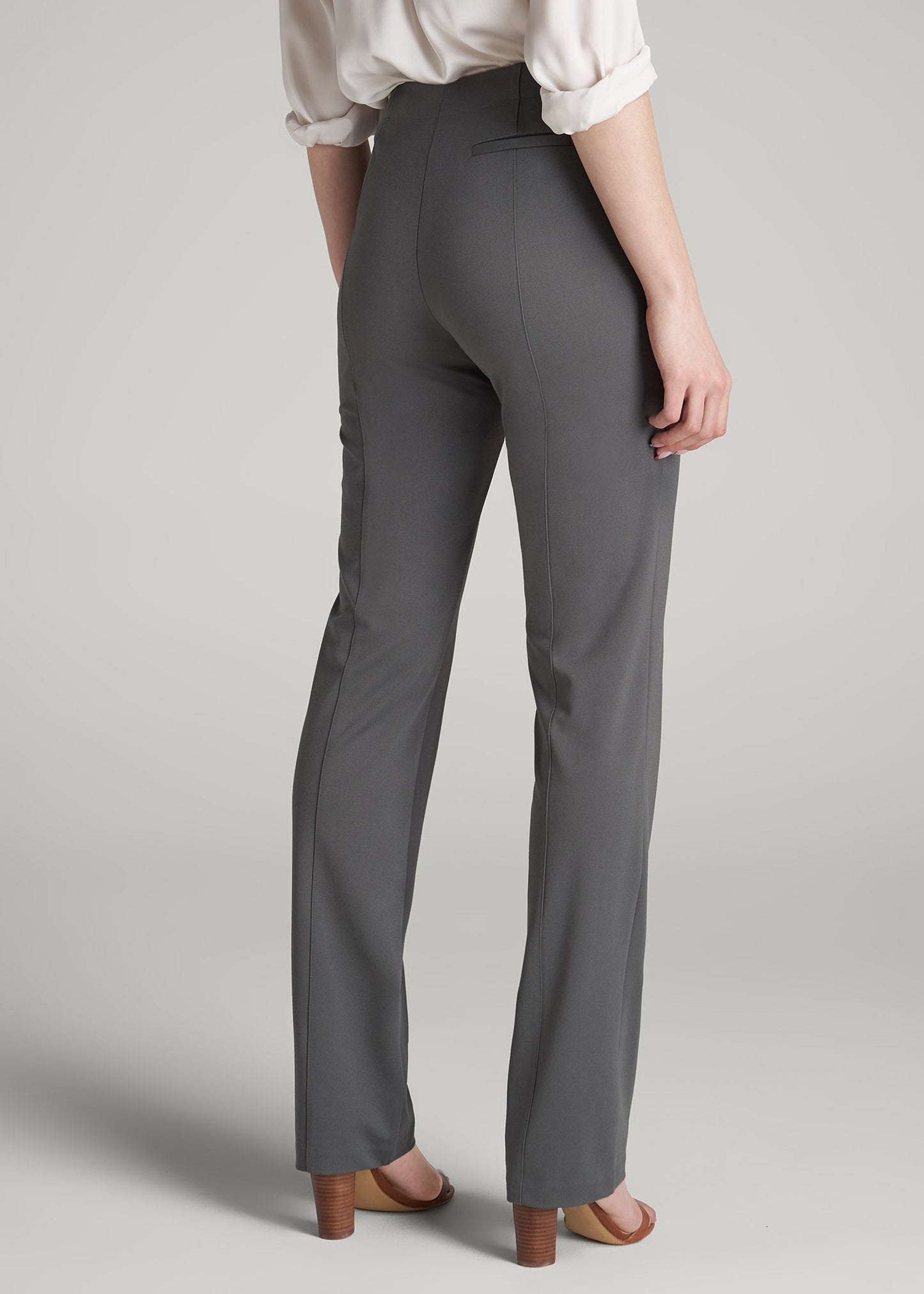 American Tall Women Freedom Flex Slim Straight Leg Dress Pants for Tall Women in Slate