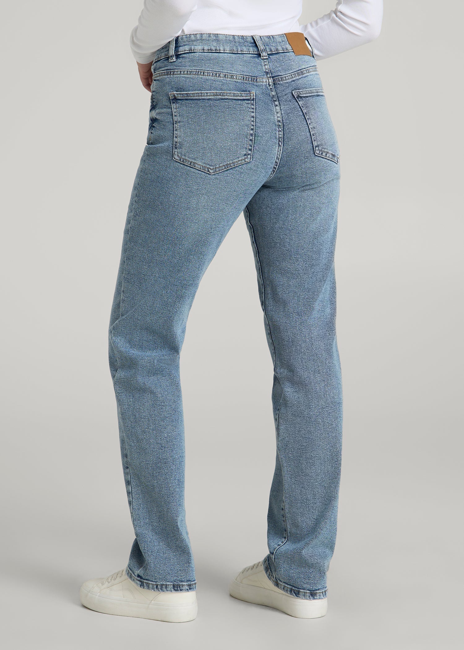 American Tall Women Harper High-Rise Straight Stretch Jeans for Tall Women in Perfect Blue