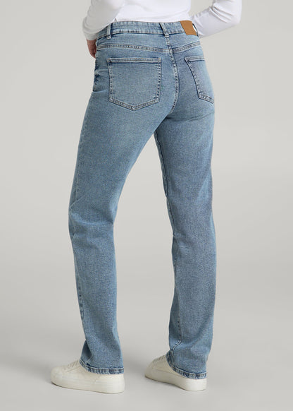 American Tall Women Harper High-Rise Straight Stretch Jeans for Tall Women in Perfect Blue