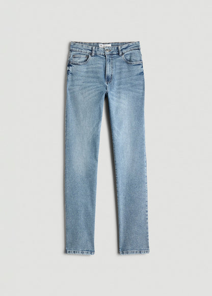American Tall Women Harper High-Rise Straight Stretch Jeans for Tall Women in Perfect Blue