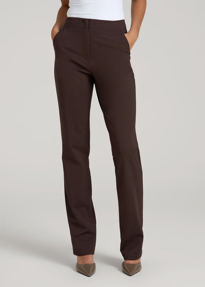 American Tall Women Freedom Flex Slim Straight Leg Dress Pants for Tall Women in Espresso