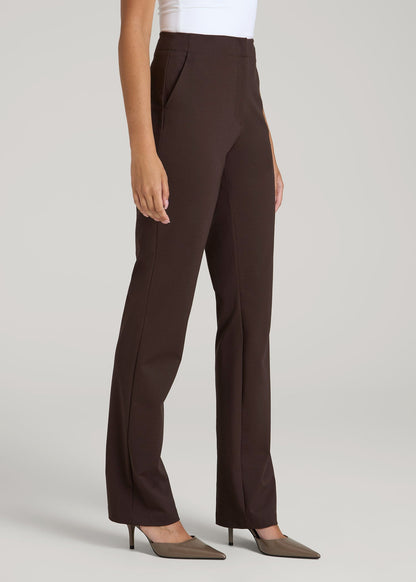 American Tall Women Freedom Flex Slim Straight Leg Dress Pants for Tall Women in Espresso