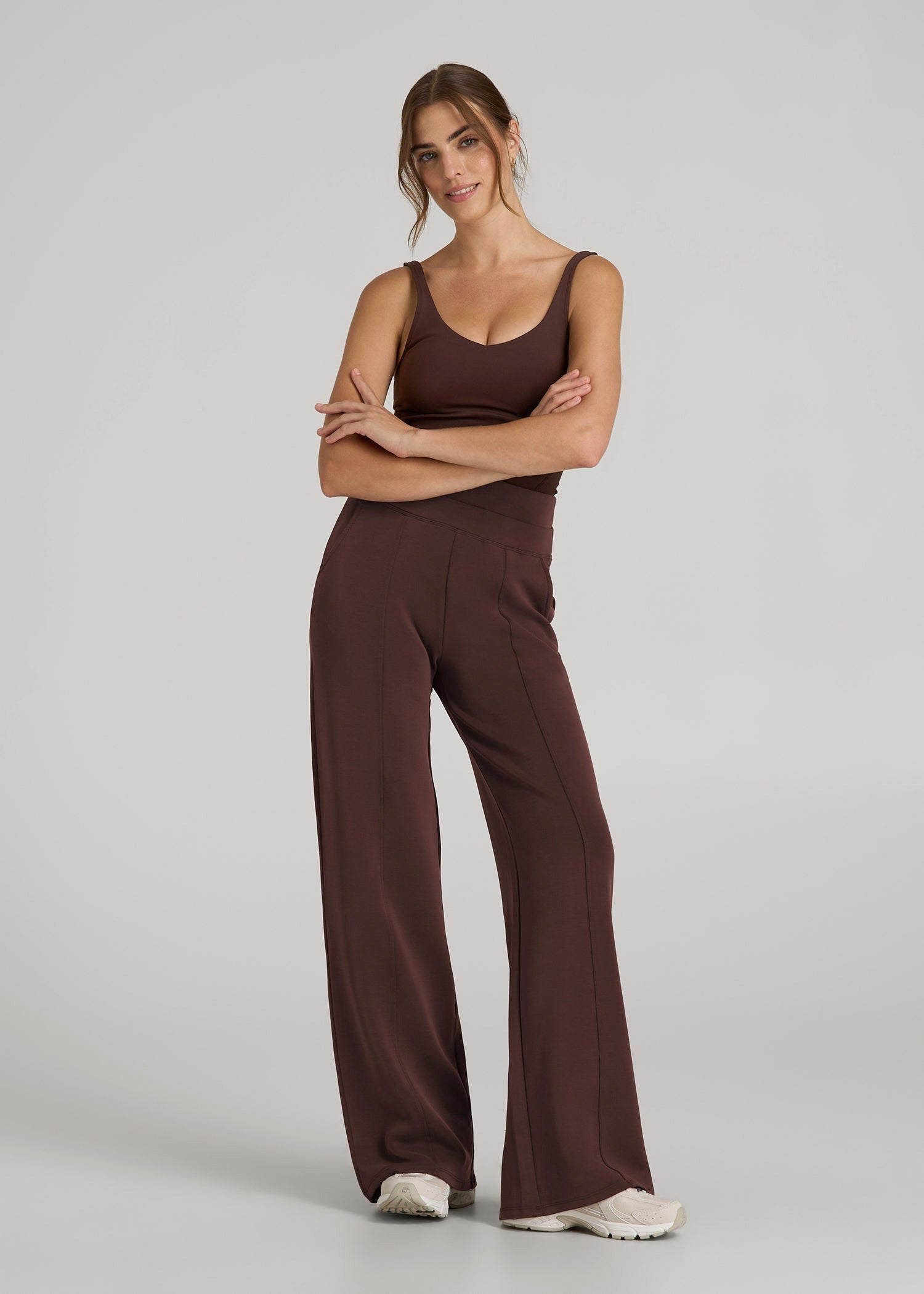 American Tall Women Soft Motion Wide Leg Ultra High Rise Pant for Tall Women in Espresso