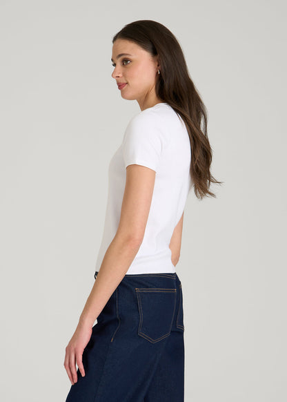 American Tall Women Cropped Knit Tee for Tall Women in White