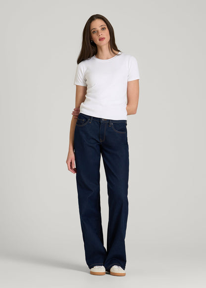 American Tall Women Cropped Knit Tee for Tall Women in White