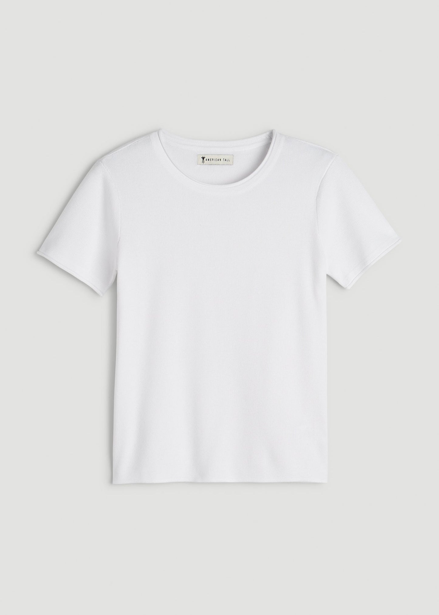 American Tall Women Cropped Knit Tee for Tall Women in White