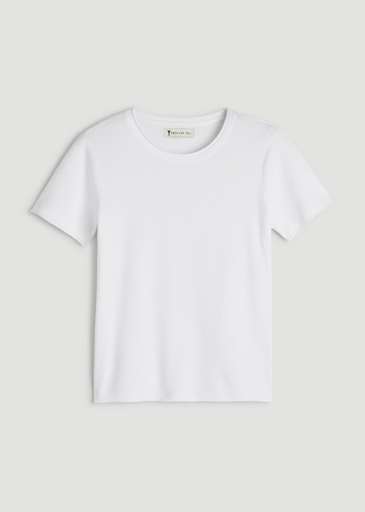 American Tall Women Cropped Knit Tee for Tall Women in White