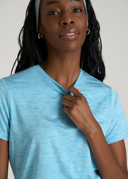 American Tall Women Short Sleeve Crewneck Tee for Tall Women in Spring Blue Mix