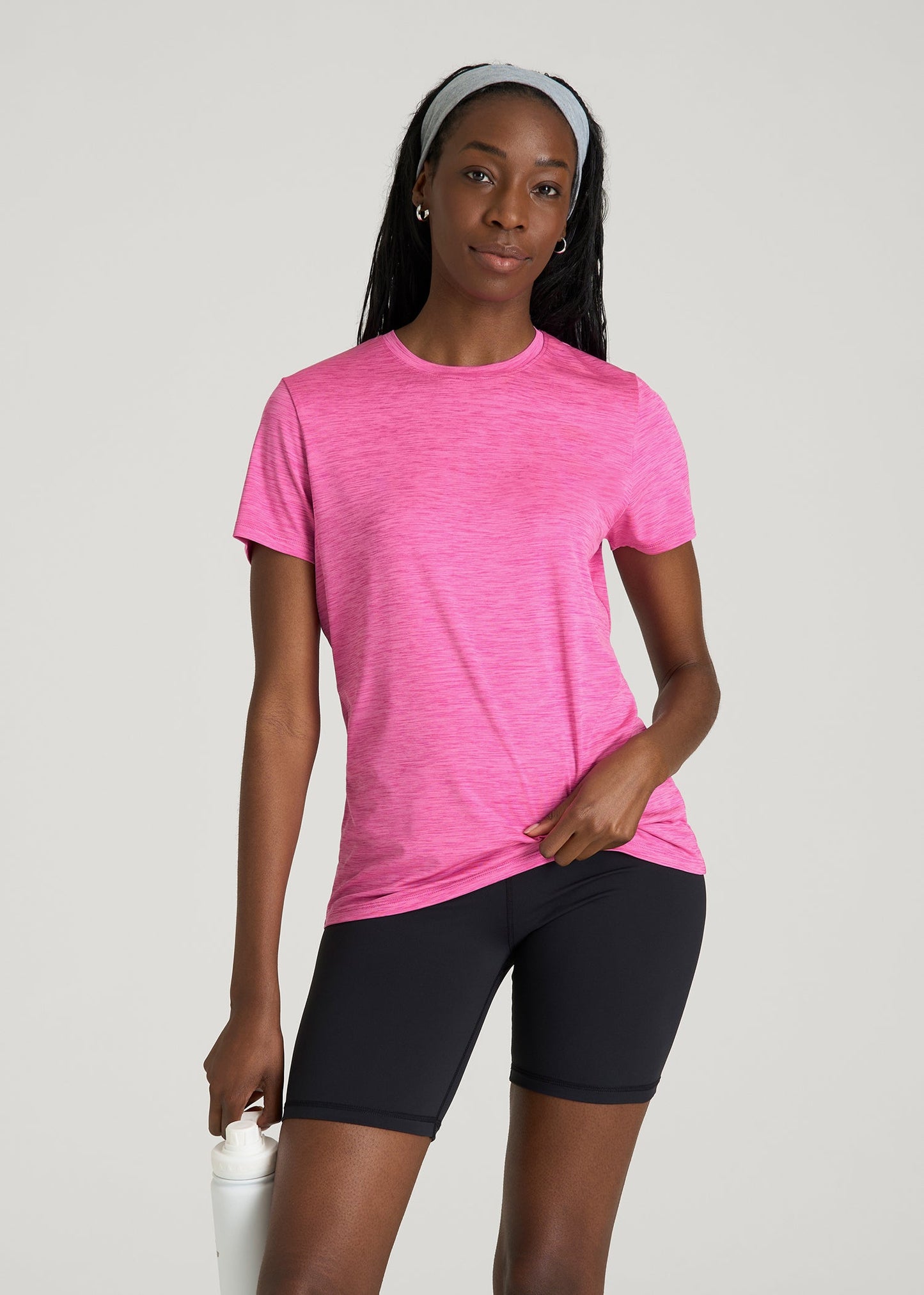 American Tall Women Short Sleeve Crewneck Tee for Tall Women in Magenta Mix