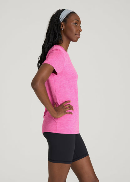 American Tall Women Short Sleeve Crewneck Tee for Tall Women in Magenta Mix
