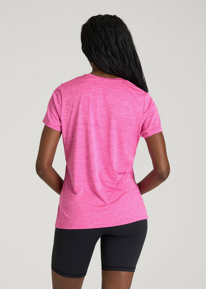 American Tall Women Short Sleeve Crewneck Tee for Tall Women in Magenta Mix