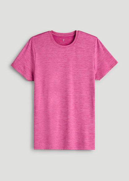 American Tall Women Short Sleeve Crewneck Tee for Tall Women in Magenta Mix