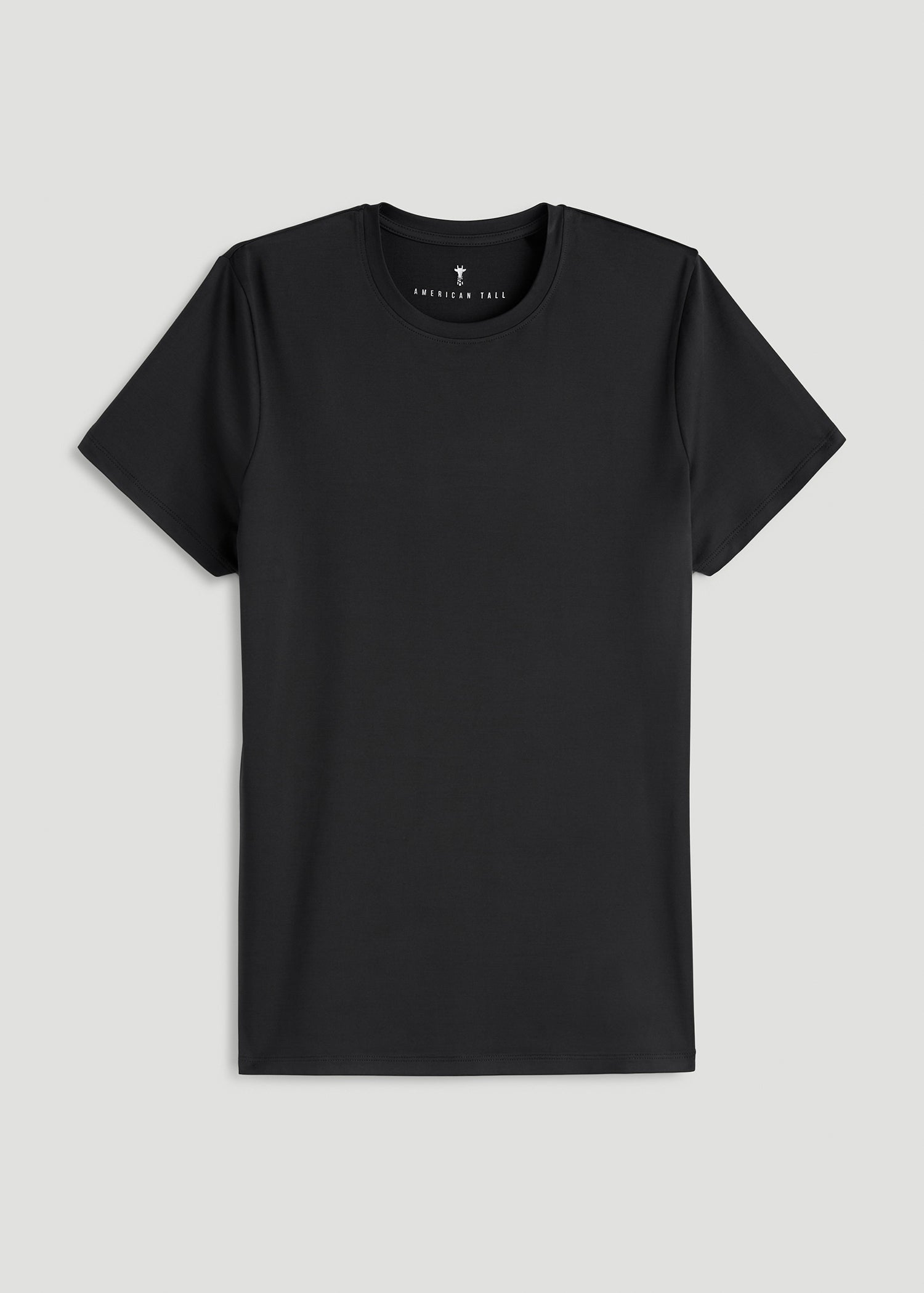 American Tall Women Short Sleeve Crewneck Tee for Tall Women in Black