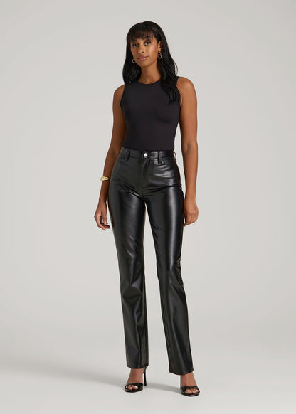 American Tall Women Sleeveless Crewneck Bodysuit for Tall Women in Black
