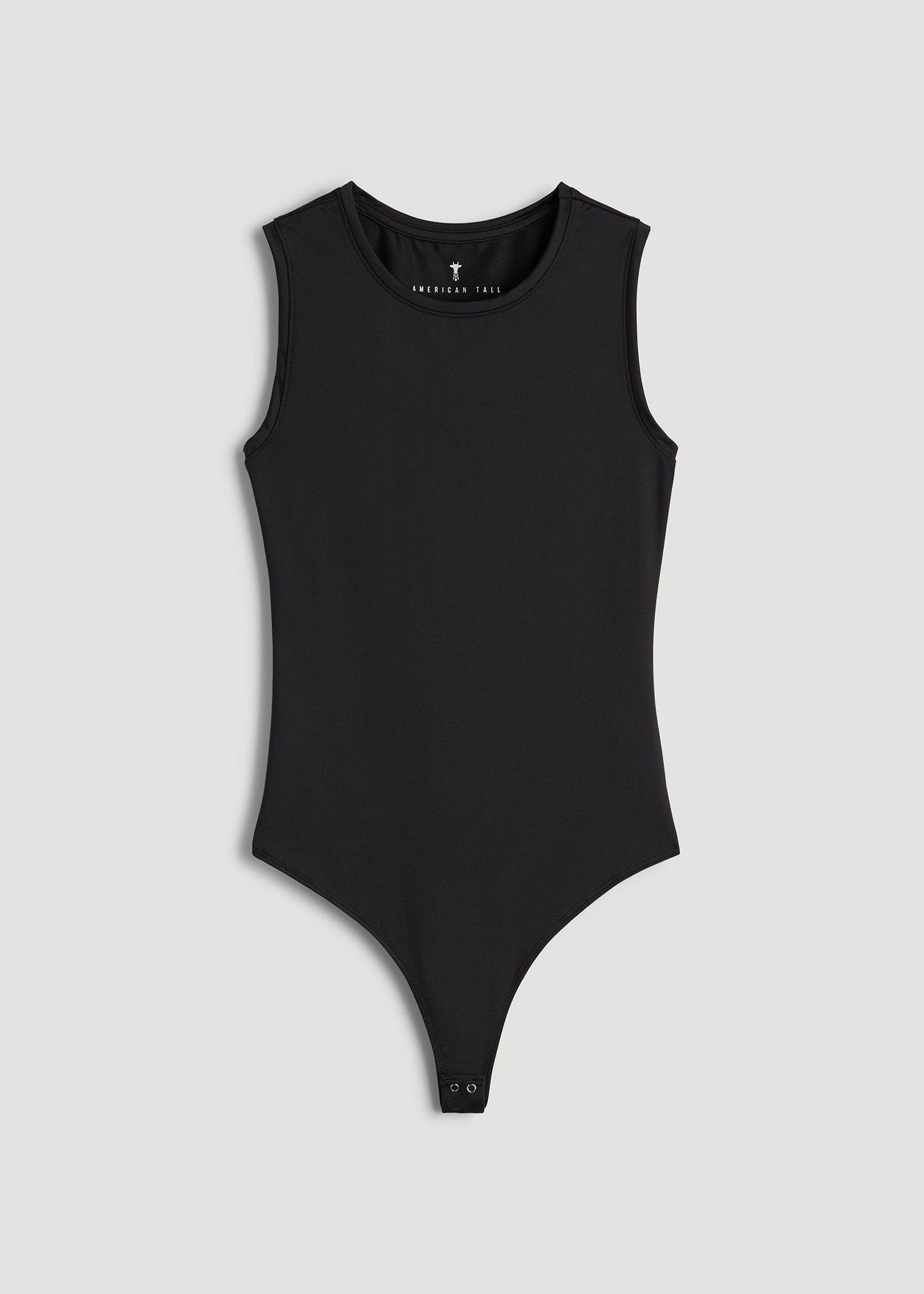 American Tall Women Sleeveless Crewneck Bodysuit for Tall Women in Black