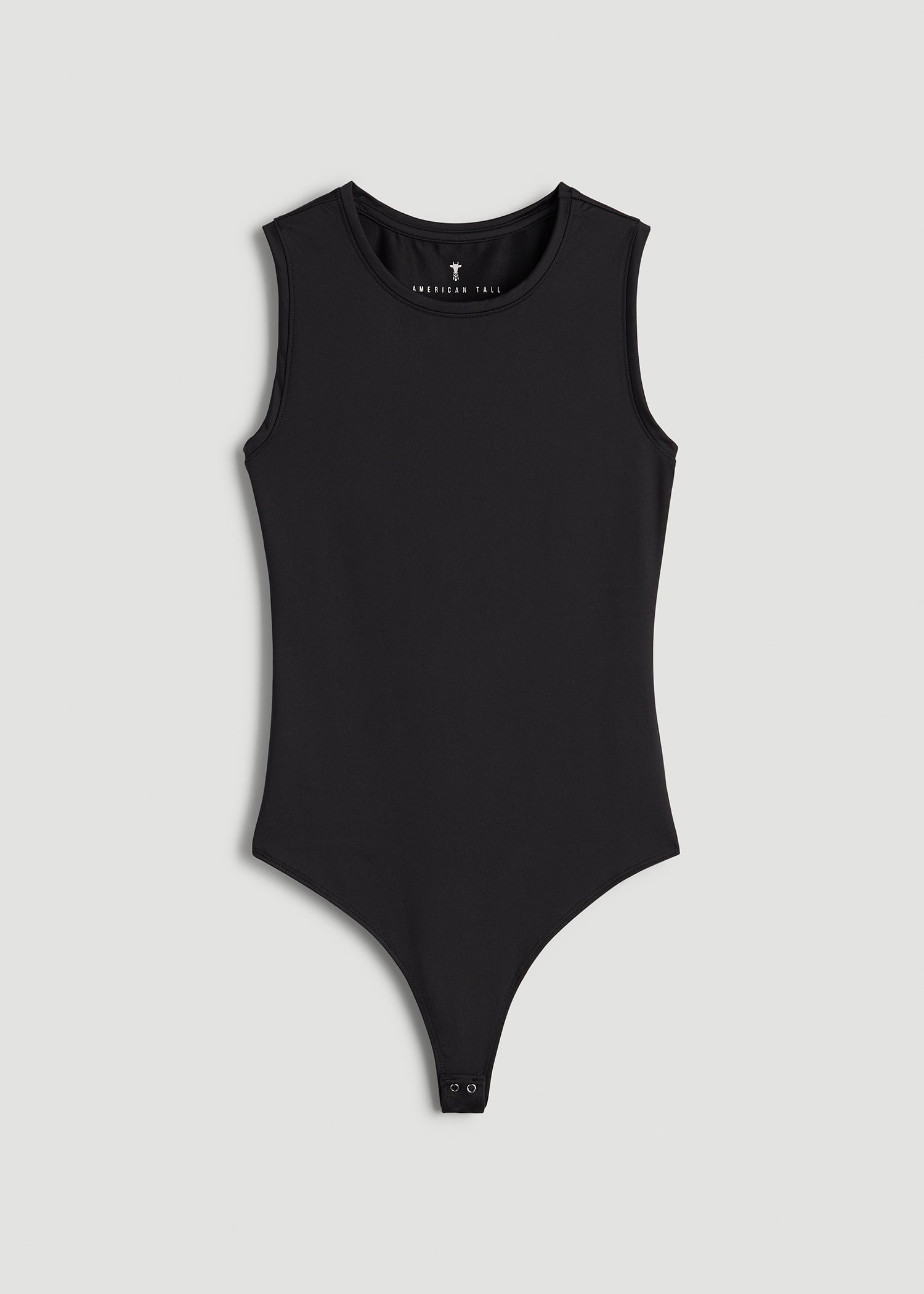 American Tall Women Sleeveless Crewneck Bodysuit for Tall Women in Black
