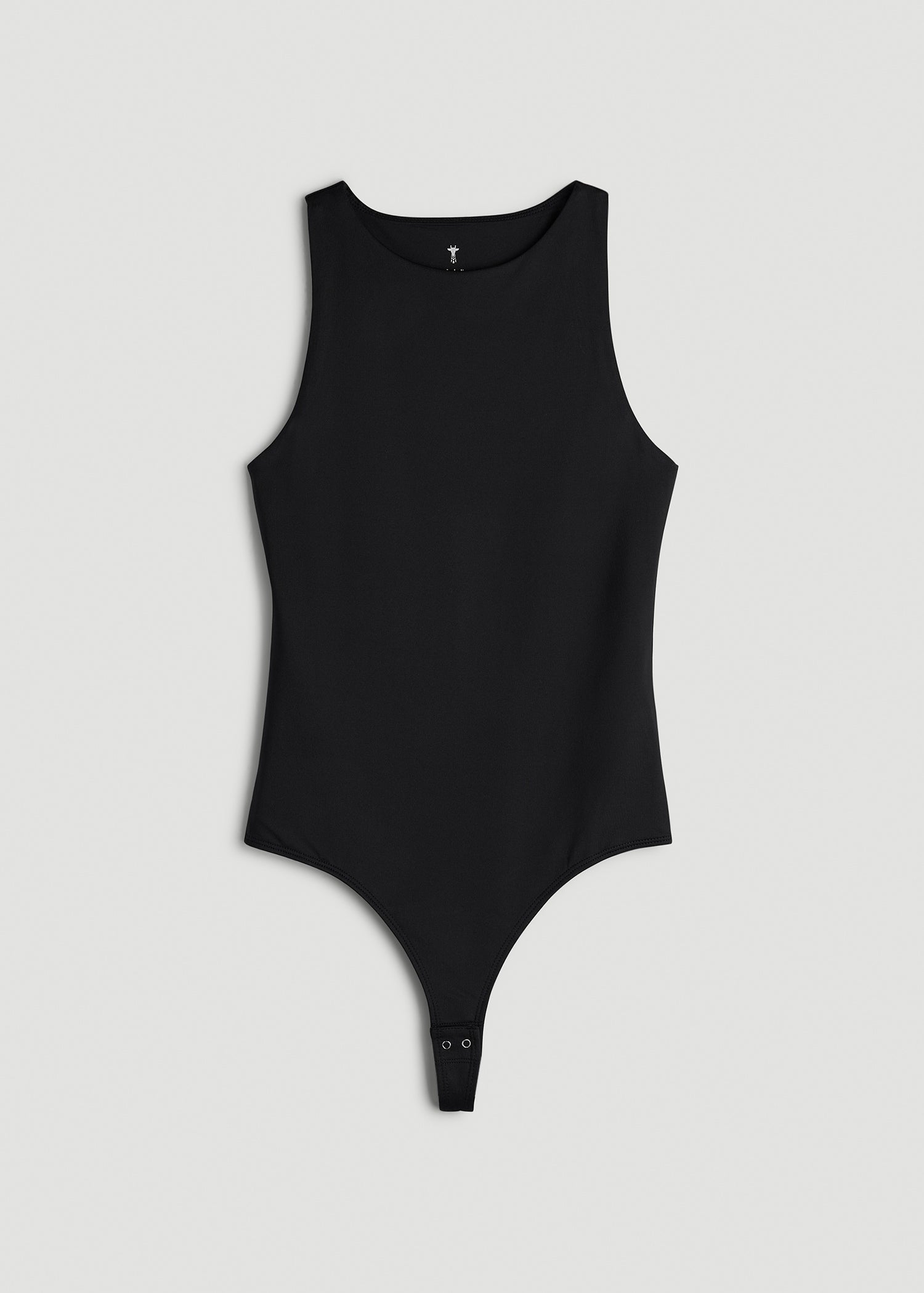 American Tall Women High Crewneck Sleeveless Bodysuit for Tall Women in Black