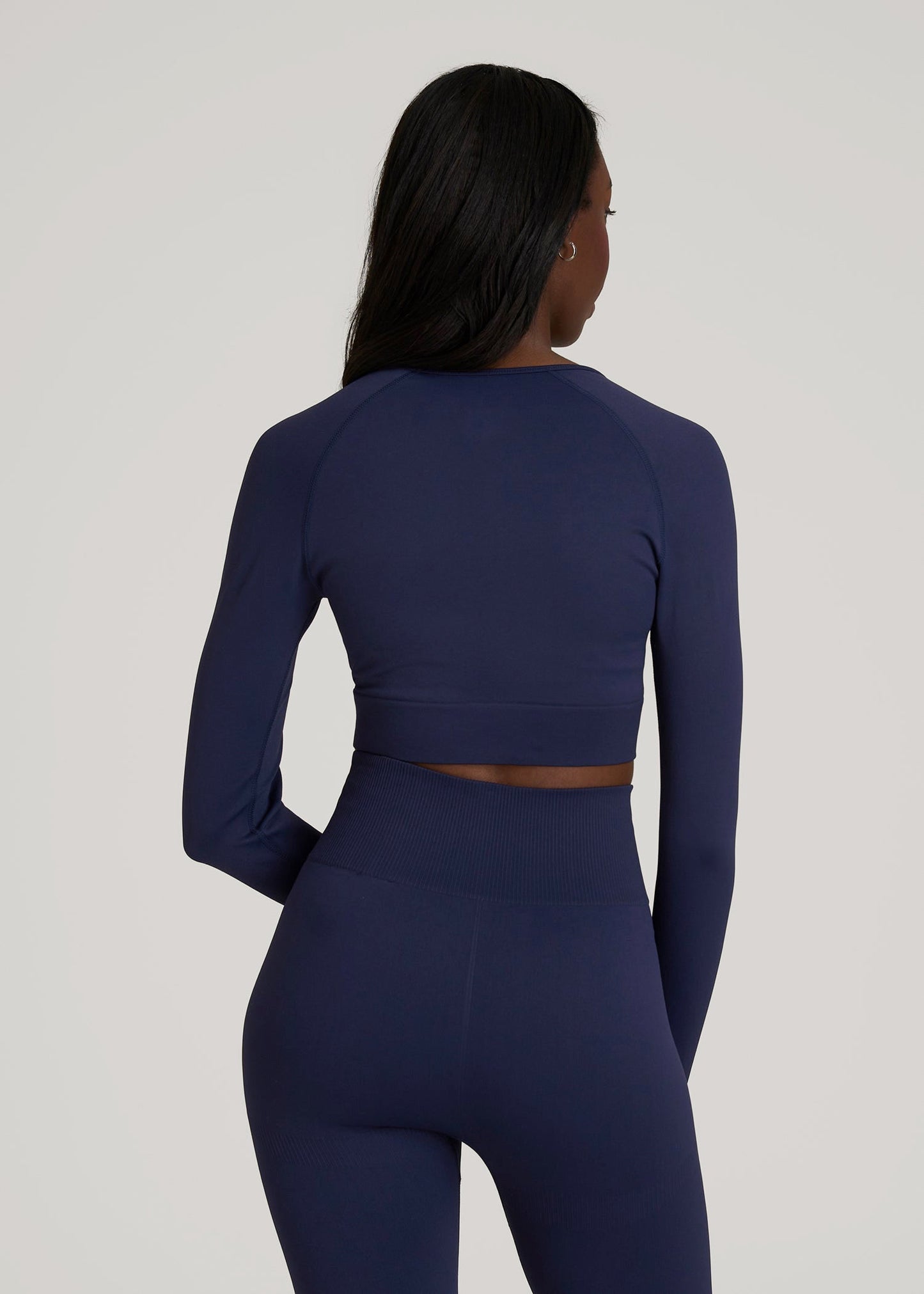 American Tall Women|Men Compression Long Sleeve Cropped Training Top for Tall Women in Regal Blue