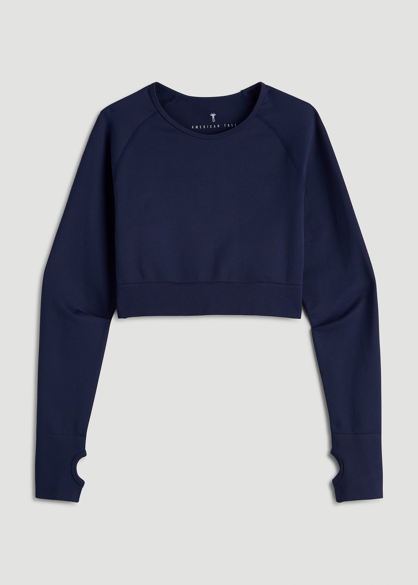 American Tall Women|Men Compression Long Sleeve Cropped Training Top for Tall Women in Regal Blue