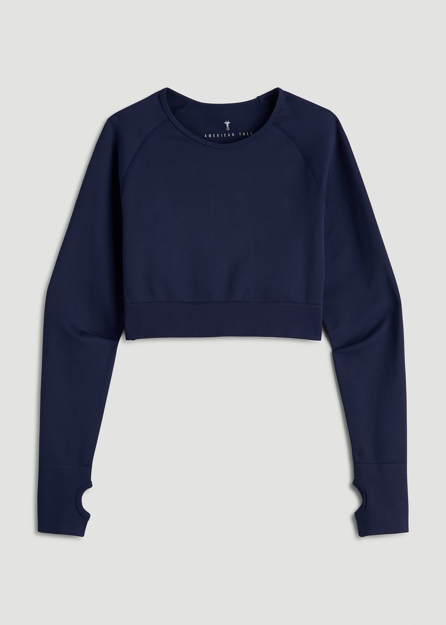 American Tall Women|Men Compression Long Sleeve Cropped Training Top for Tall Women in Regal Blue