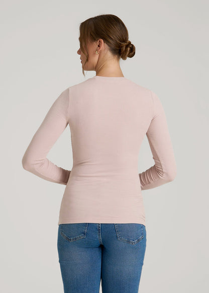 American Tall Women FITTED Ribbed Long Sleeve Tee for Tall Women in Desert Rose