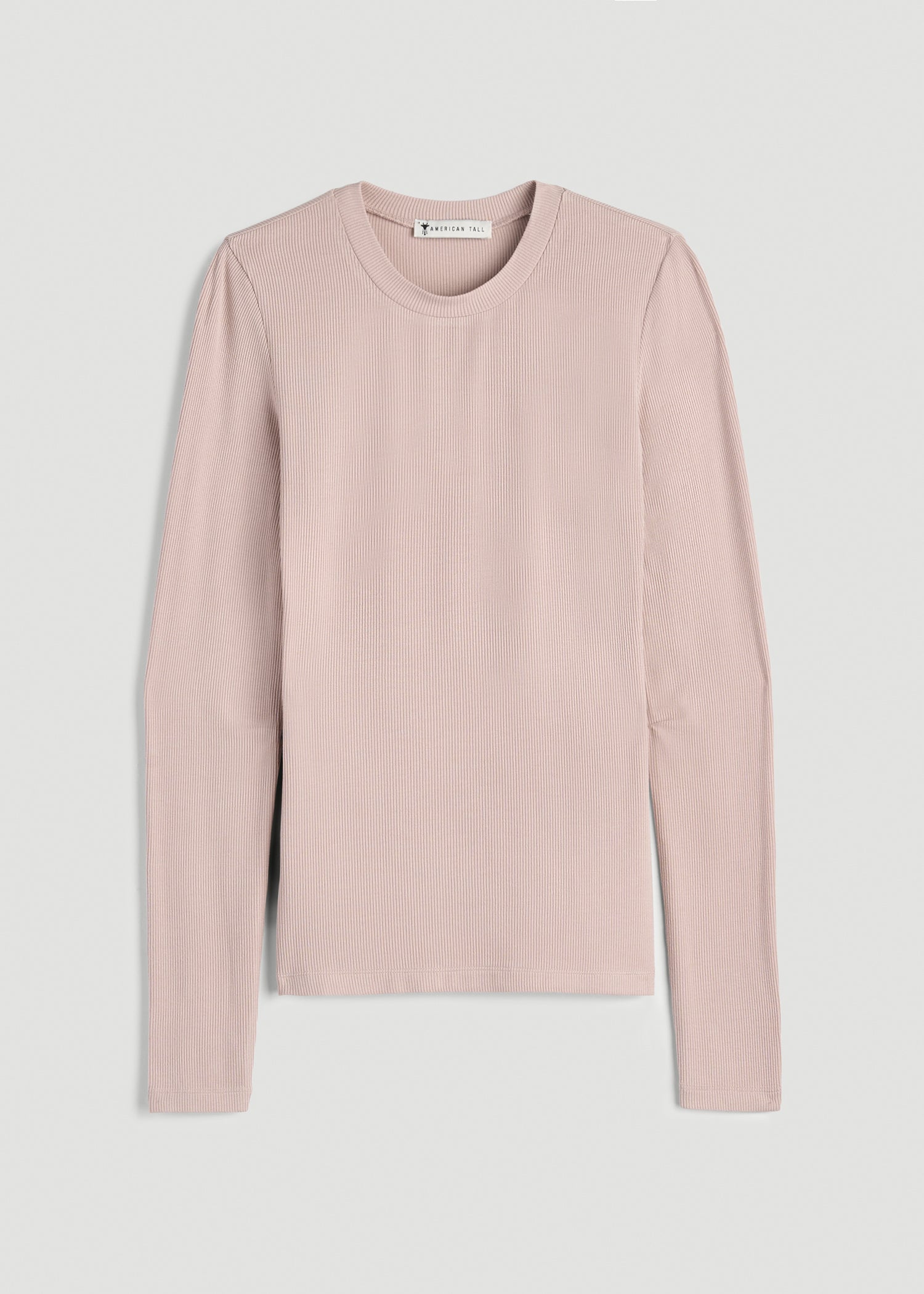 American Tall Women FITTED Ribbed Long Sleeve Tee for Tall Women in Desert Rose
